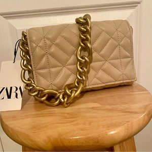 Brand New Zara Quilted Cream Bag!!